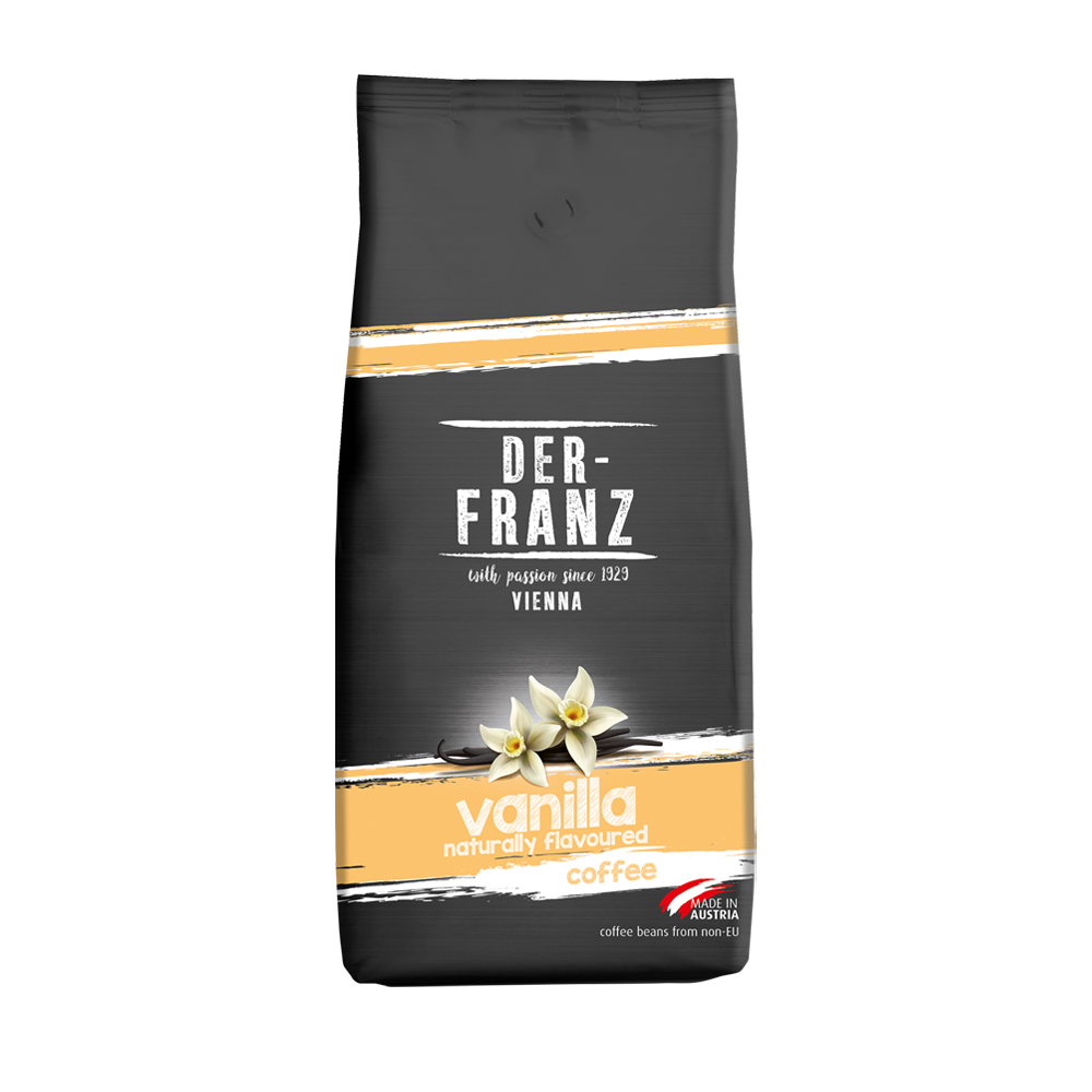 Cafea aromatizată cu vanilie, boabe întregi, 500g