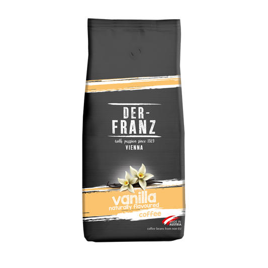 Cafea aromatizată cu vanilie, boabe întregi, 500g
