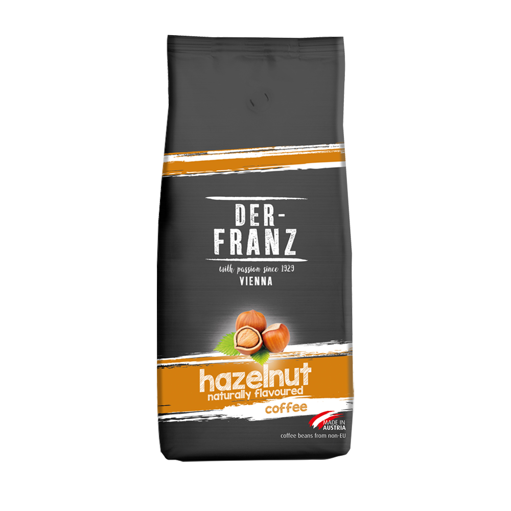 Cafea aromatizată cu alune, boabe întregi, 500g