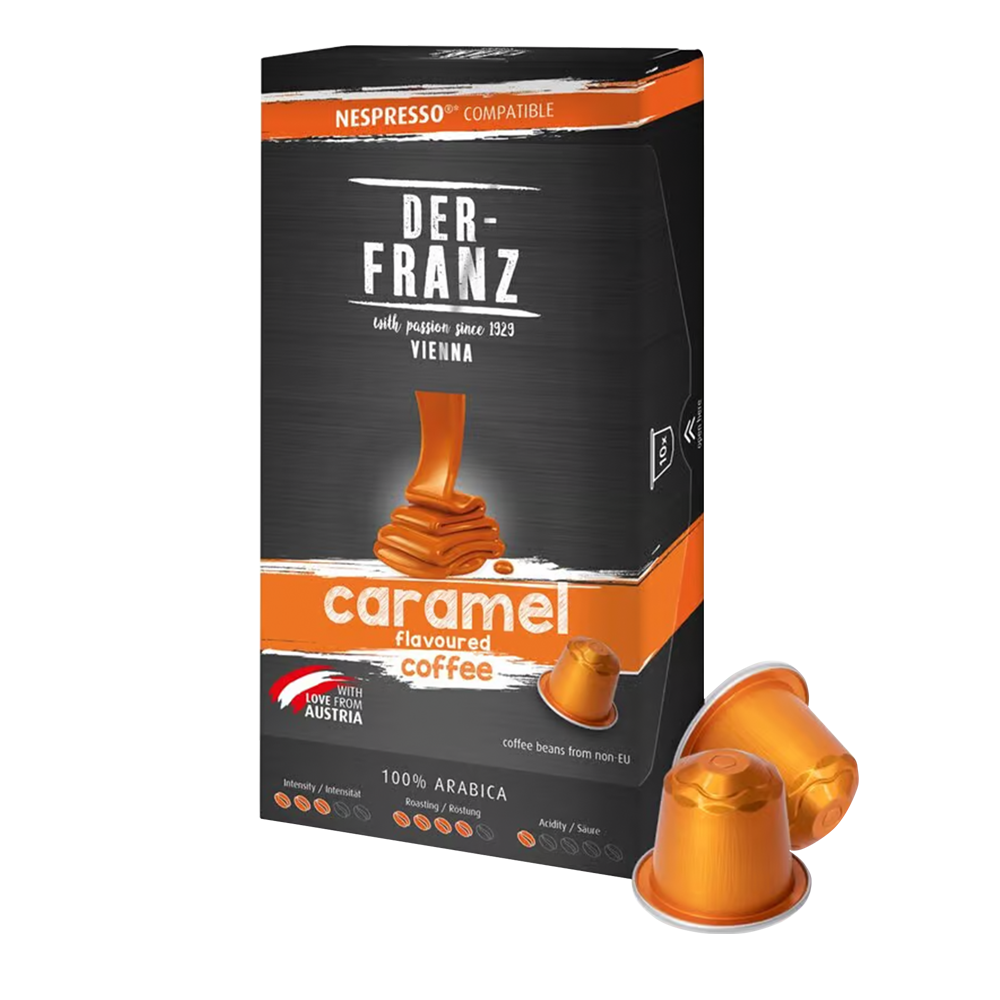 Capsule de cafea compatibile Nespresso, 1 x 10 capsule, caramel